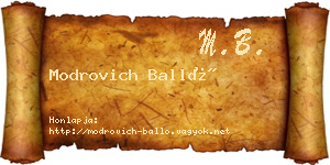 Modrovich Balló névjegykártya